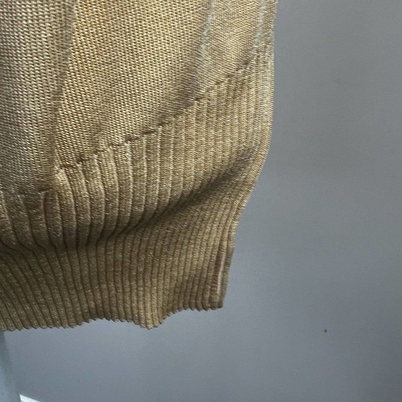 Exclusively Misook Tan Knit Cardigan Jacket S Buttoned black white trim - Picture 10 of 11